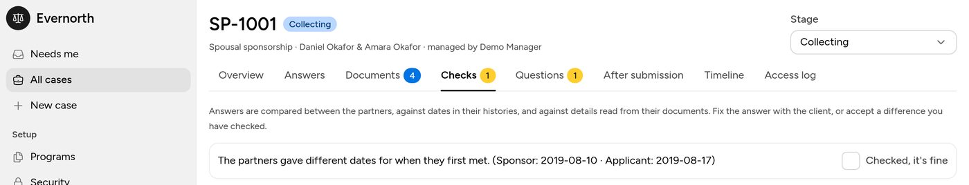 Consistency check: partners gave different dates for when they met